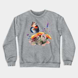 Beautiful Butterfly on Wildflowers - Watercolor Artwork Crewneck Sweatshirt